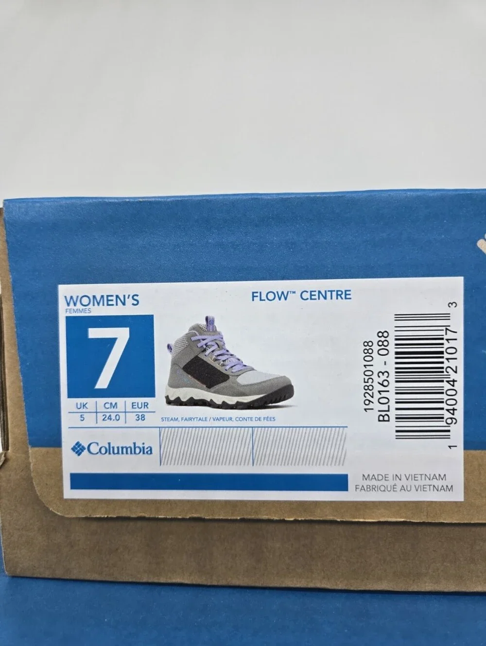 Columbia Women's Flow Centre Grey Purple Hiking Boot Shoes Size 7